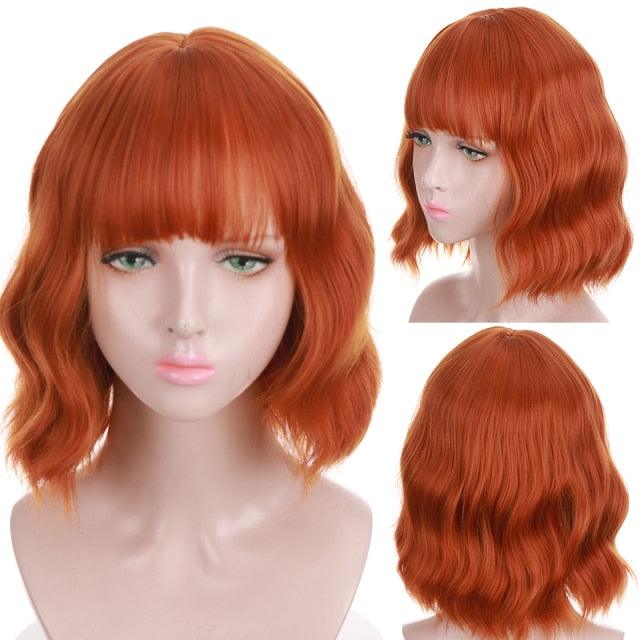 Synthetic Wigs For Women Daily Cosplay Long Water Wave Lolita Wig With Bangs Cold Brown Heat Resistant Hair Bob Wigs For Black Women Cosplay Wigs For Women Gifts for Girlfriends