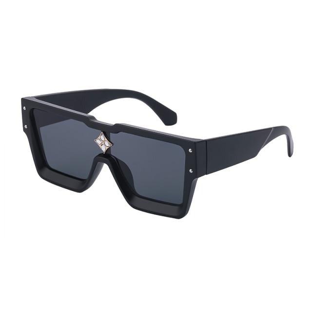 Oversized Square Shape Sunglasses For Women & Men New Luxury Design Sun Glasses For Female New Fashionable Large Frame Silver Mirror Eyewear