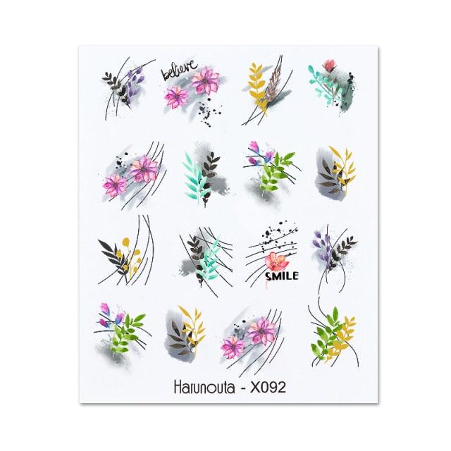 Nails Sticker Nail Art Decorations Flowers Leaves Decals Water Transfer Sliders Woman Face Fruit Foil Manicures Wraps Water Transfer Nail Decals Sticker For Pretty Girl Self-Adhesive Nail Decals Designer Nail Stickers for Acrylic Decal