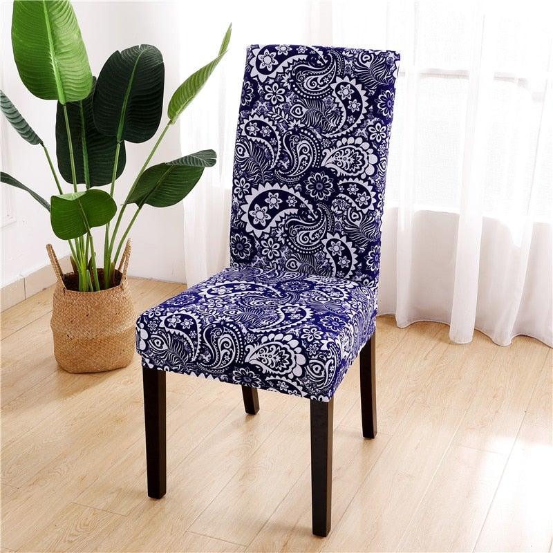 Printed Chair Cover Spandex Stretch Durable Soft Seat Chair Covers Slipcovers for Kitchen Dining Room Wedding Banquet Hotel Chair Covers for Dining Room Stretch Spandex Removable Washable Anti-dust Seat Slipcover Protector for Hotel Office Ceremony