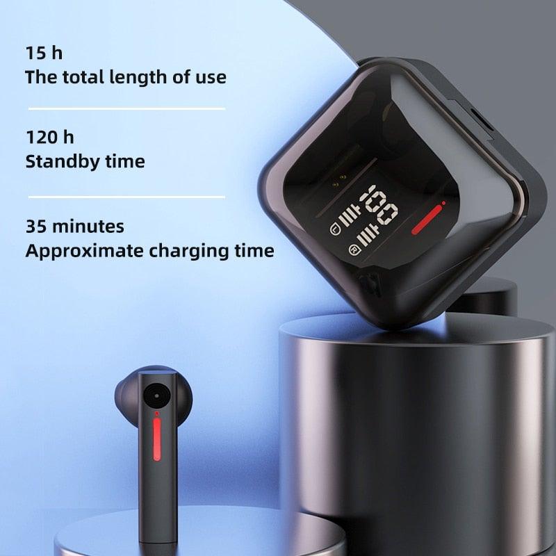 LED Display Bluetooth 5.0 Wireless Headphone Magnetic 9D Stereo Sound Earbud Sports Easy Pairing Earphone With Microphone Bluetooth In Ear Built-in Mic Headset For Sport Black Headphones Wireless Light Weight Design
