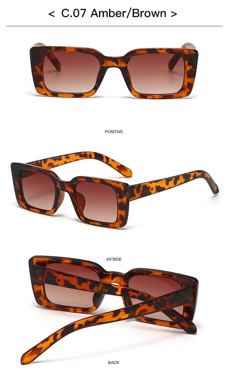 Classic New Rectangle Shape Sunglasses For Women Rectangle Sunglasses for Women 90’s Vintage Shades Square Thick Frame Glasses Luxury Design New Small Square Eyewear Decent Shades