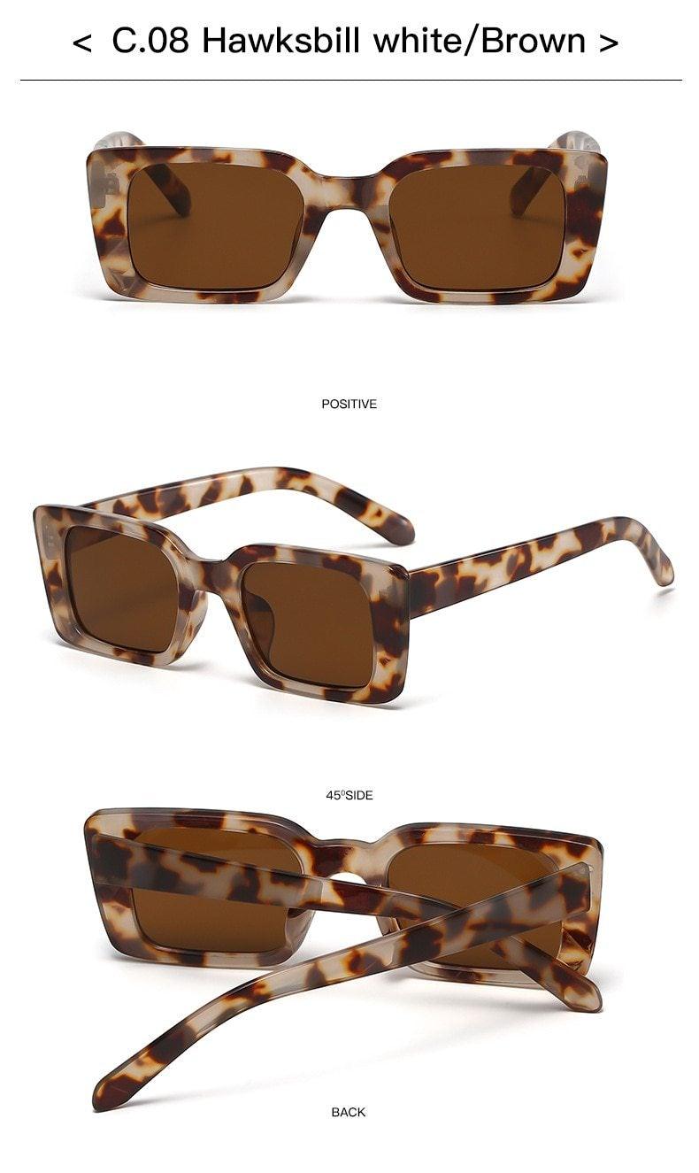 Classic New Rectangle Shape Sunglasses For Women Rectangle Sunglasses for Women 90’s Vintage Shades Square Thick Frame Glasses Luxury Design New Small Square Eyewear Decent Shades
