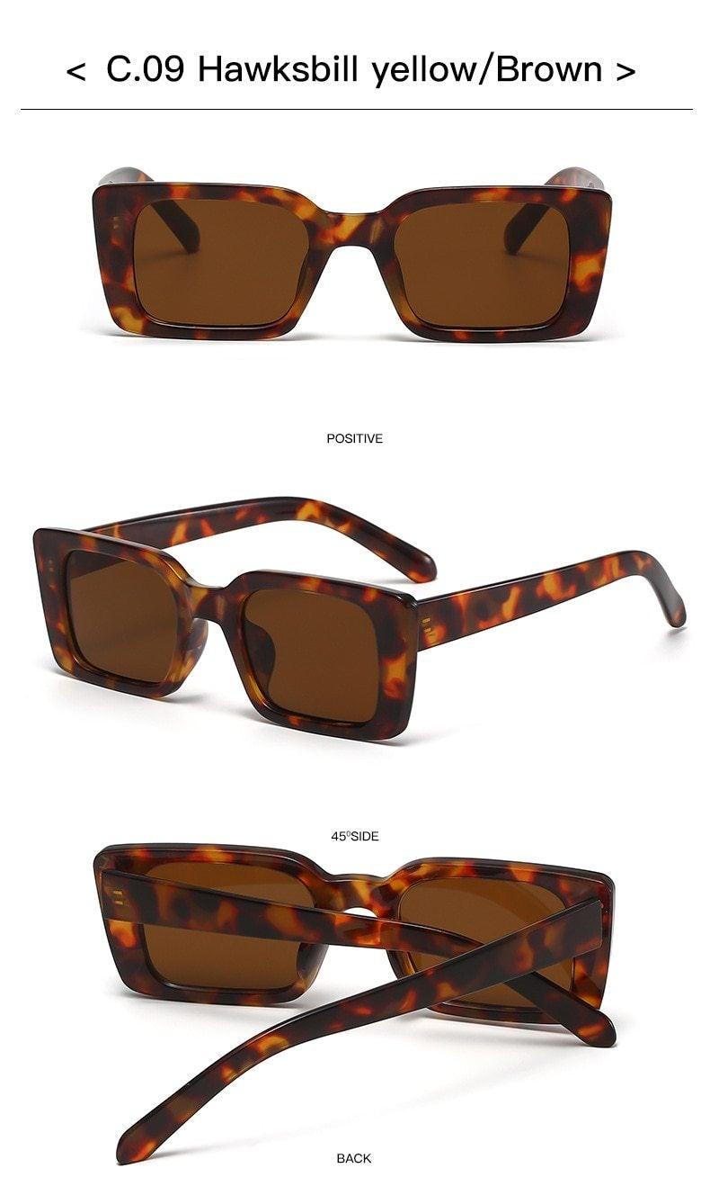 Classic New Rectangle Shape Sunglasses For Women Rectangle Sunglasses for Women 90’s Vintage Shades Square Thick Frame Glasses Luxury Design New Small Square Eyewear Decent Shades