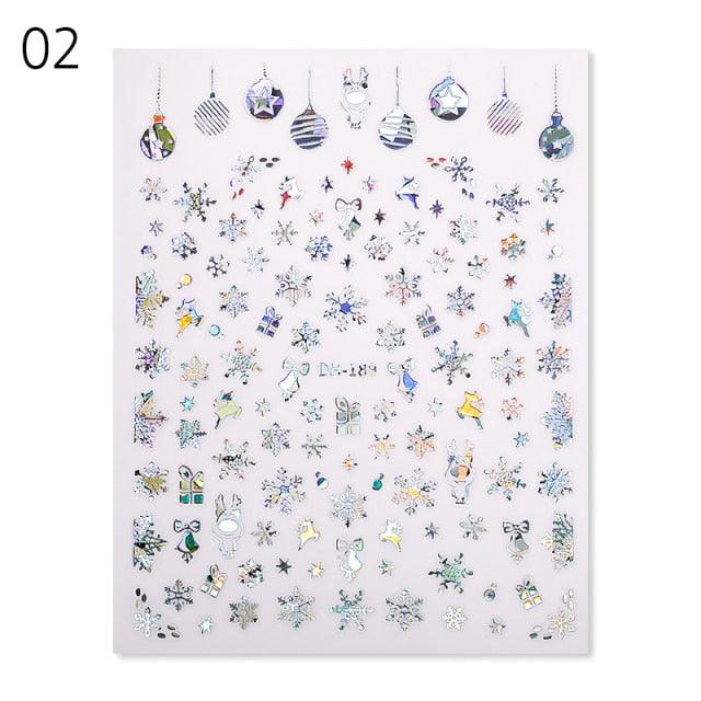 Sliver Bronzing Christmas Slider Nail Art 3D Decals Decoration Snowflake Nail Art Sticker Manicures Transfer Foil Xmas Gift Nails Snowflake Nail Art Stickers Decals Christmas Nail 3D Self Adhesive Nail Stickers for Acrylic Nails Snowflake