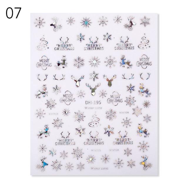 Sliver Bronzing Christmas Slider Nail Art 3D Decals Decoration Snowflake Nail Art Sticker Manicures Transfer Foil Xmas Gift Nails Snowflake Nail Art Stickers Decals Christmas Nail 3D Self Adhesive Nail Stickers for Acrylic Nails Snowflake