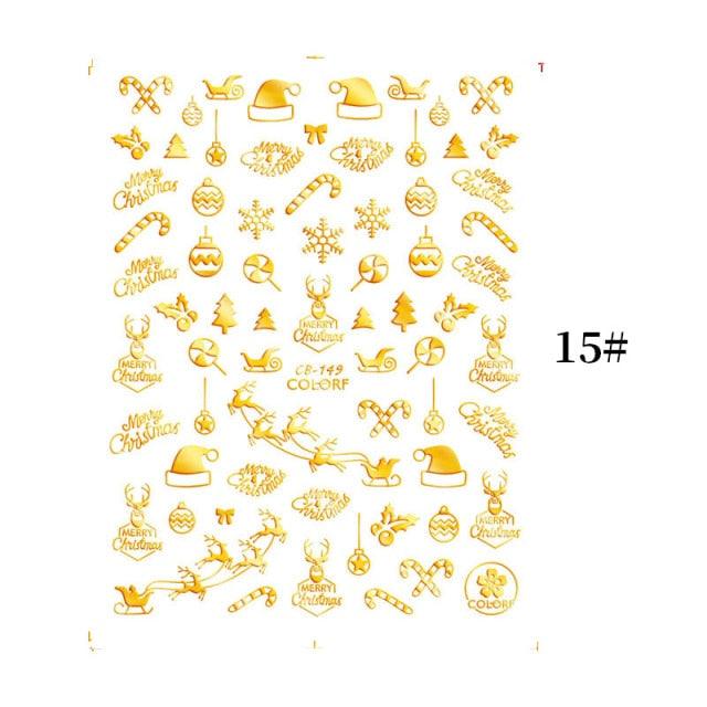 Sliver Bronzing Christmas Slider Nail Art 3D Decals Decoration Snowflake Nail Art Sticker Manicures Transfer Foil Xmas Gift Nails Snowflake Nail Art Stickers Decals Christmas Nail 3D Self Adhesive Nail Stickers for Acrylic Nails Snowflake