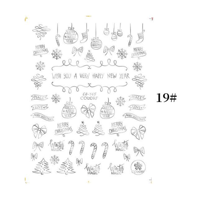 Sliver Bronzing Christmas Slider Nail Art 3D Decals Decoration Snowflake Nail Art Sticker Manicures Transfer Foil Xmas Gift Nails Snowflake Nail Art Stickers Decals Christmas Nail 3D Self Adhesive Nail Stickers for Acrylic Nails Snowflake