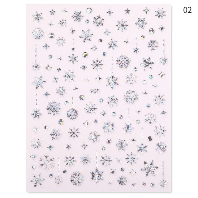 Sliver Bronzing Christmas Slider Nail Art 3D Decals Decoration Snowflake Nail Art Sticker Manicures Transfer Foil Xmas Gift Nails Snowflake Nail Art Stickers Decals Christmas Nail 3D Self Adhesive Nail Stickers for Acrylic Nails Snowflake