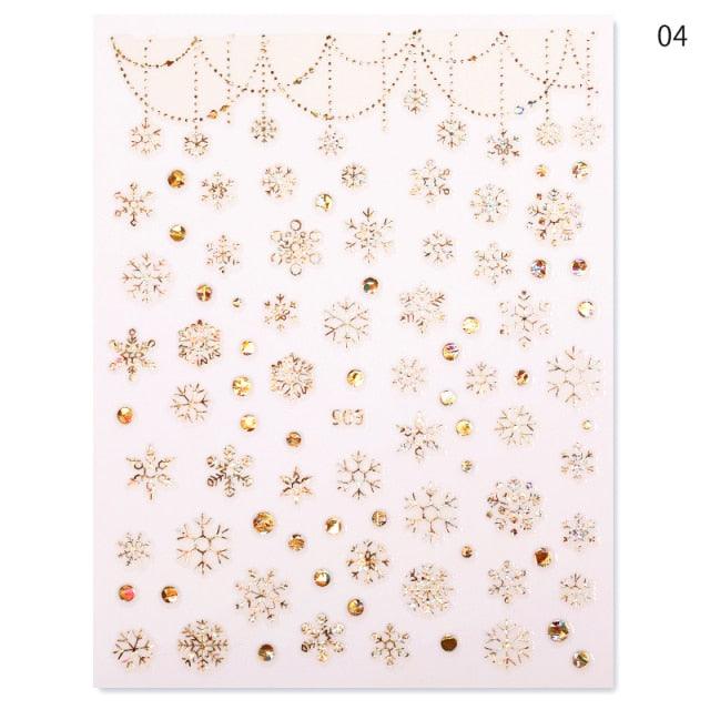 Sliver Bronzing Christmas Slider Nail Art 3D Decals Decoration Snowflake Nail Art Sticker Manicures Transfer Foil Xmas Gift Nails Snowflake Nail Art Stickers Decals Christmas Nail 3D Self Adhesive Nail Stickers for Acrylic Nails Snowflake