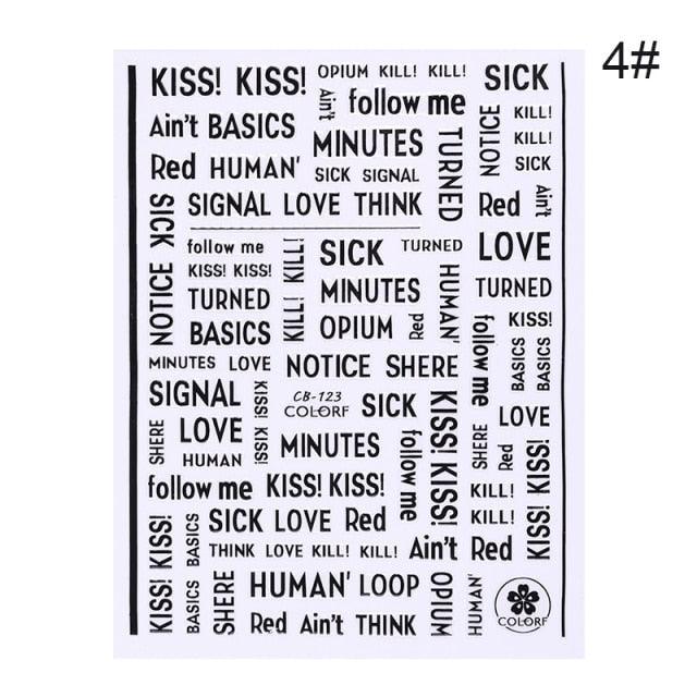 3D Nail Sticker Russian English Letter Sticker For Nails Foil Love Heart Design Accessories Fashion Manicures Sticker Decoration Nail Art Stickers Water Transfer Nail Decals Full Wraps Gradient Acrylic Nail Kits for Women Manicure Decoration
