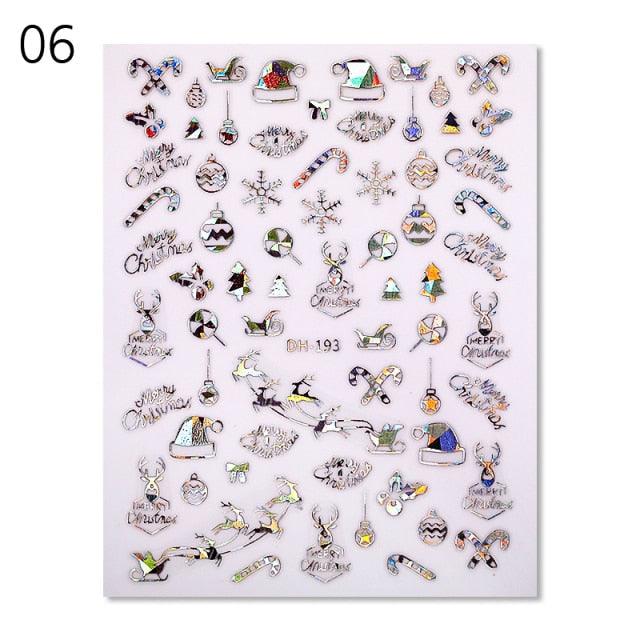 Gold Silver White Snowflakes 3D Nail Stickers Iridescent Self Adhesive Transfer Decals Manicures Art Decoration Slider Nails Decals Sticker Hot Sexy Girl Tip Back Glue Decal Cool Lollipop Self Adhesive Acrylic Tips Tool Decoration