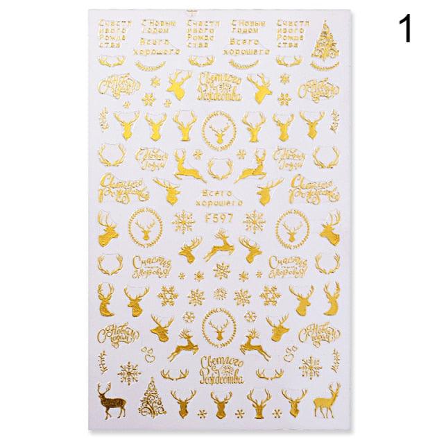 Gold Silver White Snowflakes 3D Nail Stickers Iridescent Self Adhesive Transfer Decals Manicures Art Decoration Slider Nails Decals Sticker Hot Sexy Girl Tip Back Glue Decal Cool Lollipop Self Adhesive Acrylic Tips Tool Decoration