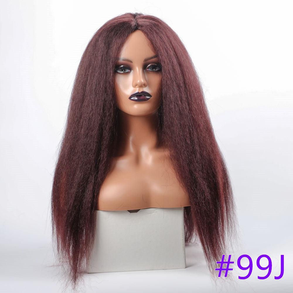 Long Kinky Straight Synthetic Wigs for Black Women Black Brown Blonde Ginger Red White Hair Afro Wigs Synthetic Hair Wigs For Black Women Cosplay Wigs For Women