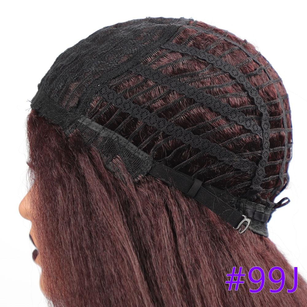 Long Kinky Straight Synthetic Wigs for Black Women Black Brown Blonde Ginger Red White Hair Afro Wigs Synthetic Hair Wigs For Black Women Cosplay Wigs For Women