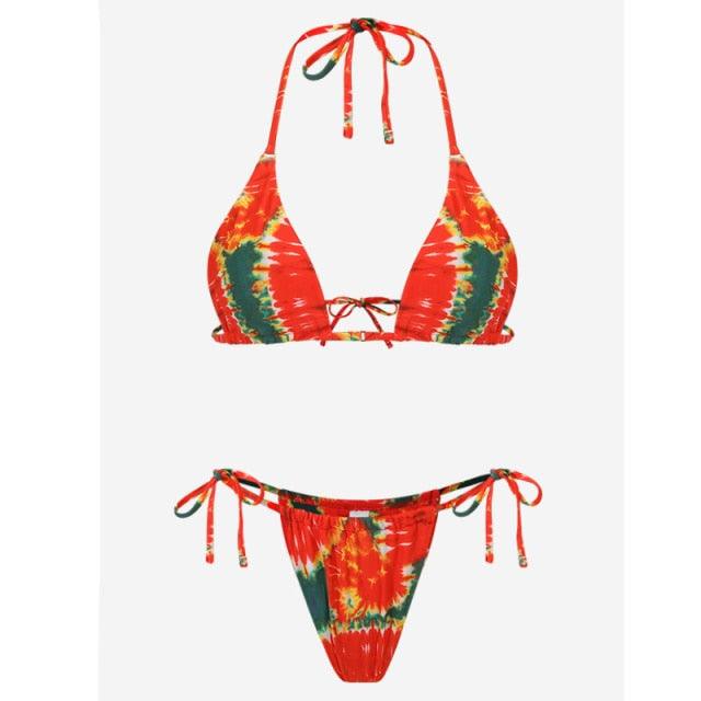 Bikini Swimsuit Solid Color Bikini Set Swimwear Bathing Suit Women Bikinis String Beach Women Two Piece Bikini Swimsuit Bathing Suits Halter Triangle Tops String Bikini Sets