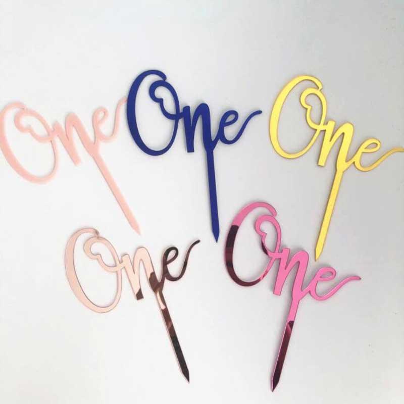 Acrylic One Cake Topper Top Cake One Cake Topper Birthday Cake Topper Double Sided For Anniversaries And Parties Birthday Party Cupcake Toppers Flags Wedding Baby Shower Supplies Lovely Baking Dessert Decorations