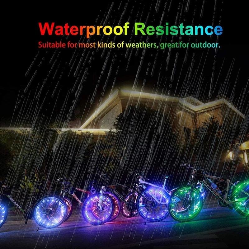 Waterproof LED Bike Wheel Light Bicycle Spoke Light Bicycle Tire Light Strips Cycling Safety Warning Lamp Bike Wheel Lights Safety Warning Tire Strip Light For Night Riding Glow Light Fun Safety Light Bike Accessories For Kids