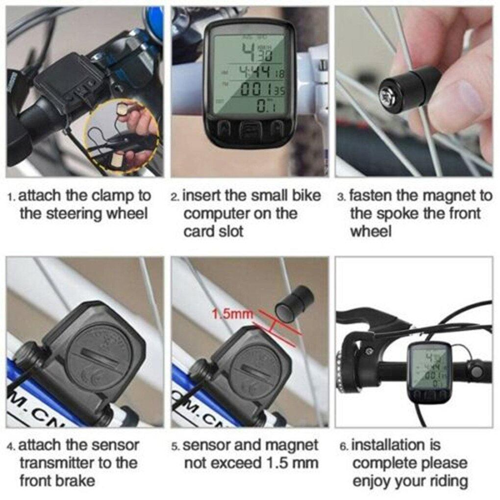 LCD Digital Bicycle Computer Waterproof Cycle Bike Stopwatch Wire Odometer Speedometer Automatic Wake-Up Cycling Computer LCD Backlight Displays Cycling Accessories Accurate Speed Tracking