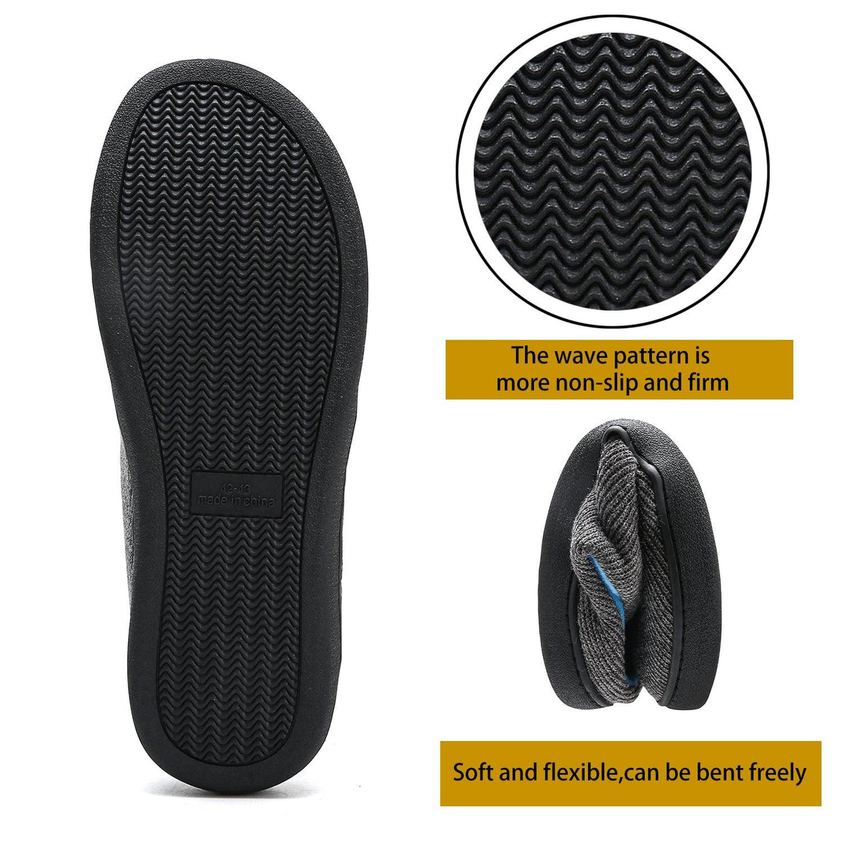 Men's Cotton Fabric Slippers Indoor Non-Slip Home Fur Couple Flat Men Winter Slipper Cotton Memory Foam Slippers Comfort Knitted Cotton-blend Closed Toe House Indoor Outdoor Shoes