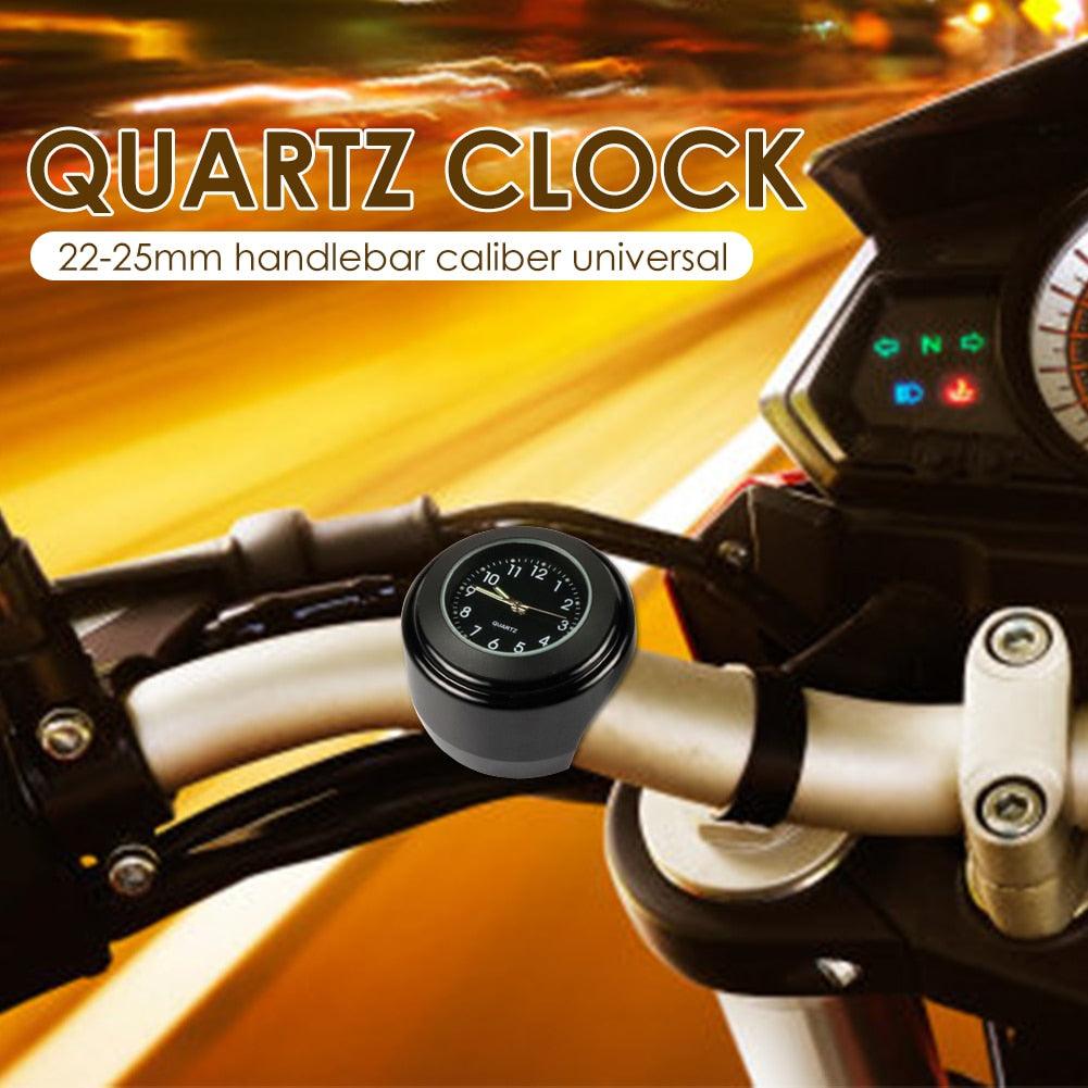 22-25mm Multi-functional Motorcycle Handlebar Mount Clock Universal Waterproof Motorcycle Handlebar Watch Durable Practical Classic Waterproof Luminous Quartz Watch