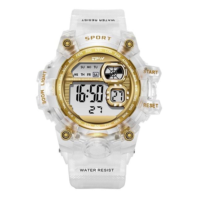 Digital Watches For Women School Girl Student Transparent Color Water Resistent Silicone Strap Stopwatch Alarm Countdown Dual Time Ultra Super Wide-Angle Display Digital Wrist Watches For Men Women