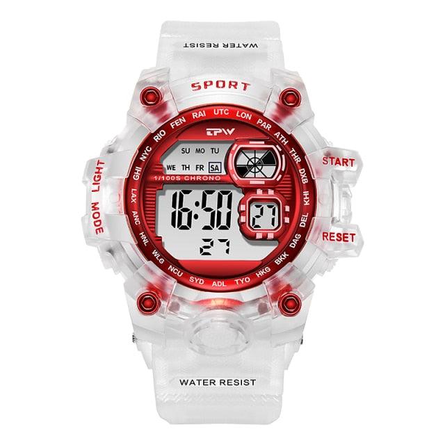 Digital Watches For Women School Girl Student Transparent Color Water Resistent Silicone Strap Stopwatch Alarm Countdown Dual Time Ultra Super Wide-Angle Display Digital Wrist Watches For Men Women