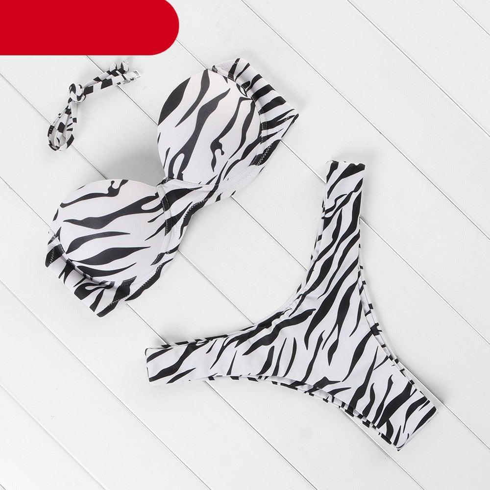 Bikini Set High Cut Solid Swimsuit Women Swimwear Push Up Bathing Suit Beachwear Leopard Bikini Women's Ribbed Underwire Bikini High Cut Bikini V Swimwear Butterfly Print High Leg Bikini Swimsuit