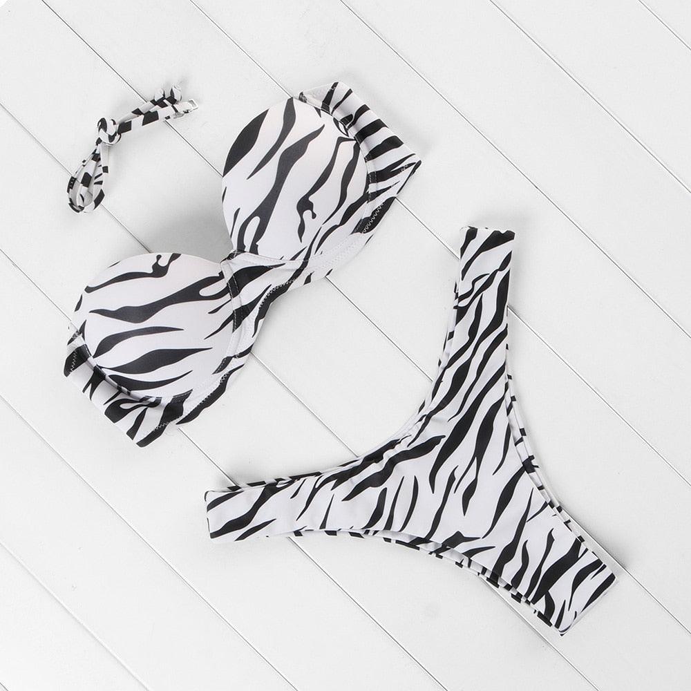 Bikini Set High Cut Solid Swimsuit Women Swimwear Push Up Bathing Suit Beachwear Leopard Bikini Women's Ribbed Underwire Bikini High Cut Bikini V Swimwear Butterfly Print High Leg Bikini Swimsuit