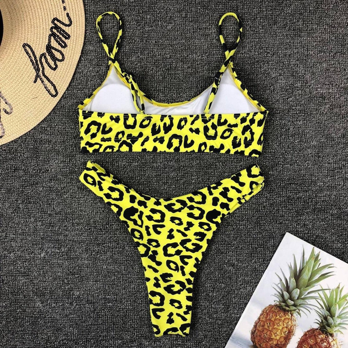 Neon Yellow Green Swimsuit Women Push Up Padded Micro Bikini Summer Beach Bathing Suit Beach Swimwear Women's Scoop Neck Cut Out Front Lace Up Back High Cut One Piece Swimsuit