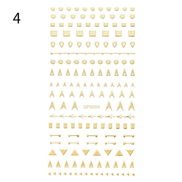 Black White 3D Nail Stickers Metal Gold Silver Geometric Tassel Strip Line Adhesive Transfer Decals Nail Art Design Gold Silver Metal Nail Sticker Metallic Curve Strip Line Nail Decal Self-Adhesive 3D Wave Design Nail Tips Decorations Manicure for Women