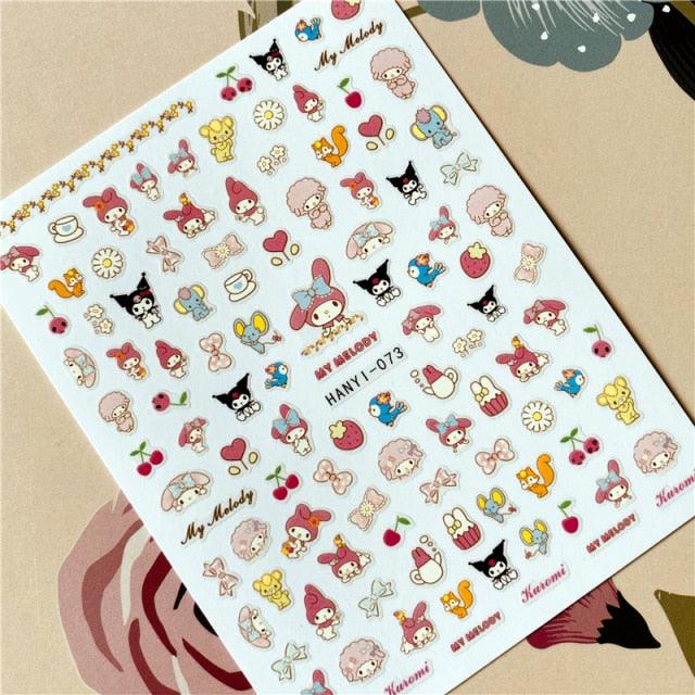Cute rabbit Cute cat Japanese Justice Girl 3D Back Glue Nail Sticker Nail Decoration Nail Art Nail Ornament Self Adhesive Nail Decals for Nail Art Decoration Including Hearts Stars Letters Bowknot Leaves Flowers Plants Fruits Butterflies for Woman