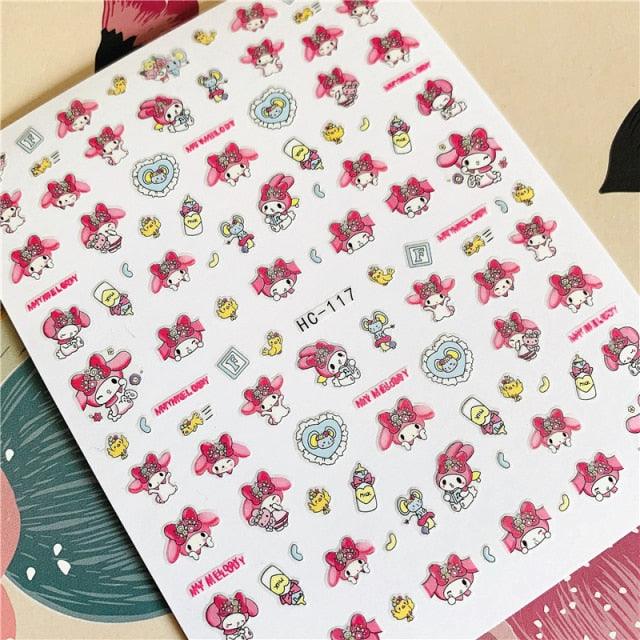 Cute rabbit Cute cat Japanese Justice Girl 3D Back Glue Nail Sticker Nail Decoration Nail Art Nail Ornament Self Adhesive Nail Decals for Nail Art Decoration Including Hearts Stars Letters Bowknot Leaves Flowers Plants Fruits Butterflies for Woman