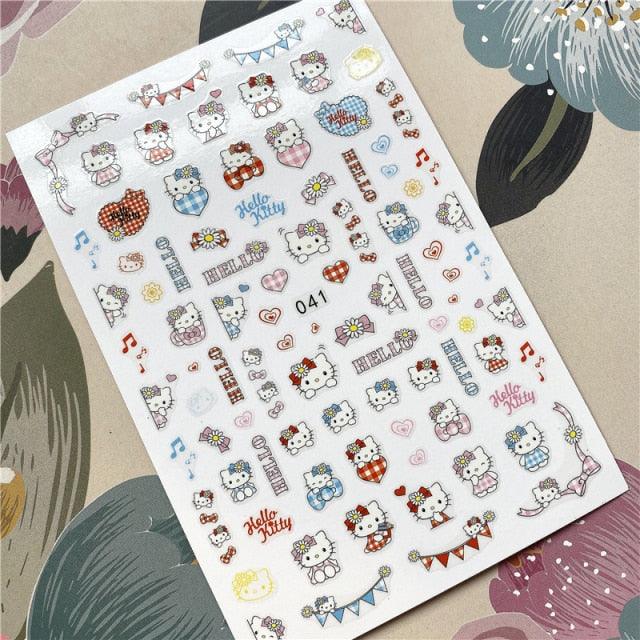 Cute rabbit Cute cat Japanese Justice Girl 3D Back Glue Nail Sticker Nail Decoration Nail Art Nail Ornament Self Adhesive Nail Decals for Nail Art Decoration Including Hearts Stars Letters Bowknot Leaves Flowers Plants Fruits Butterflies for Woman