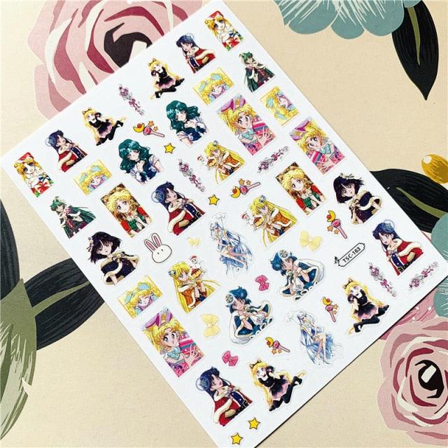 Cute rabbit Cute cat Japanese Justice Girl 3D Back Glue Nail Sticker Nail Decoration Nail Art Nail Ornament Self Adhesive Nail Decals for Nail Art Decoration Including Hearts Stars Letters Bowknot Leaves Flowers Plants Fruits Butterflies for Woman
