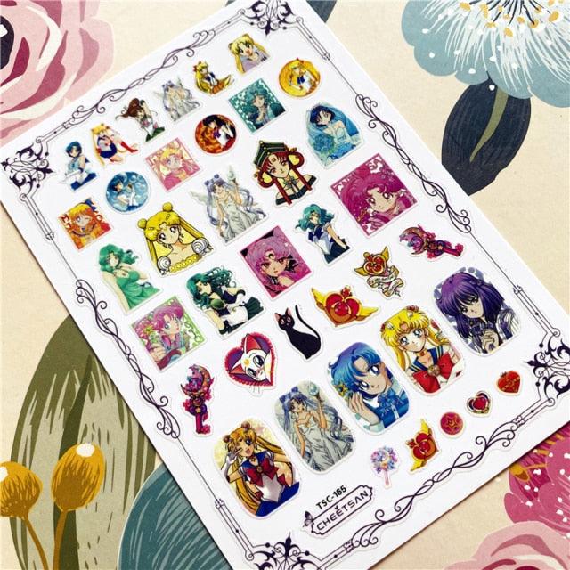 Cute rabbit Cute cat Japanese Justice Girl 3D Back Glue Nail Sticker Nail Decoration Nail Art Nail Ornament Self Adhesive Nail Decals for Nail Art Decoration Including Hearts Stars Letters Bowknot Leaves Flowers Plants Fruits Butterflies for Woman