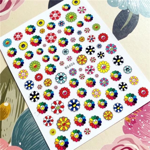 Cute rabbit Cute cat Japanese Justice Girl 3D Back Glue Nail Sticker Nail Decoration Nail Art Nail Ornament Self Adhesive Nail Decals for Nail Art Decoration Including Hearts Stars Letters Bowknot Leaves Flowers Plants Fruits Butterflies for Woman