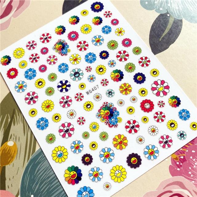Cute rabbit Cute cat Japanese Justice Girl 3D Back Glue Nail Sticker Nail Decoration Nail Art Nail Ornament Self Adhesive Nail Decals for Nail Art Decoration Including Hearts Stars Letters Bowknot Leaves Flowers Plants Fruits Butterflies for Woman