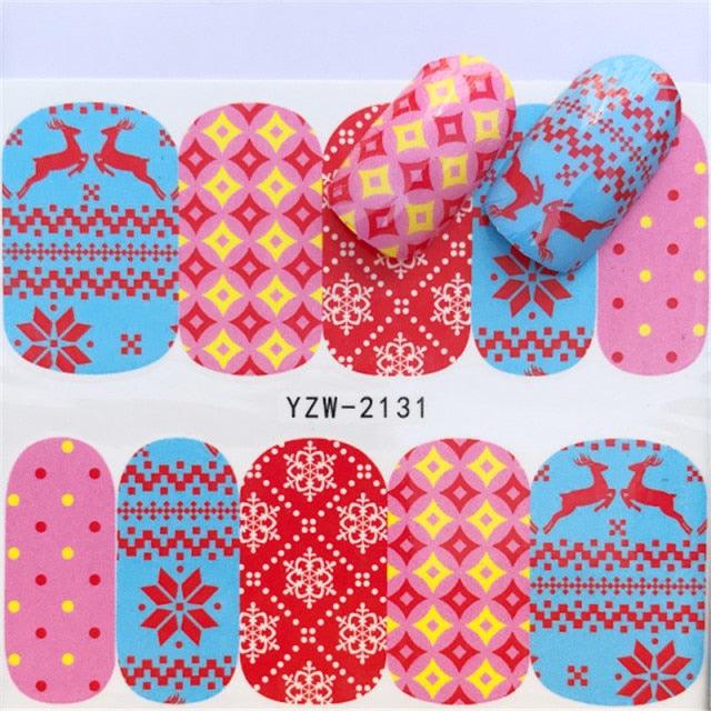 New Christmas Water Decal Nail Art Nail sticker New Year Slider Tattoo Full Cover Santa Claus Snowman Designs Xmas Decals 3D Wave Design Decoration for Women Girls Tape Nail Art Stickers Decal Decoration Nail Art Accessories Decoration Decal