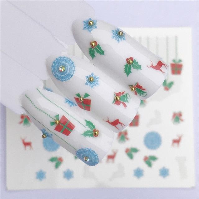 New Christmas Water Decal Nail Art Nail sticker New Year Slider Tattoo Full Cover Santa Claus Snowman Designs Xmas Decals 3D Wave Design Decoration for Women Girls Tape Nail Art Stickers Decal Decoration Nail Art Accessories Decoration Decal