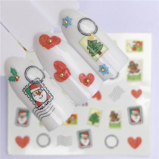 New Christmas Water Decal Nail Art Nail sticker New Year Slider Tattoo Full Cover Santa Claus Snowman Designs Xmas Decals 3D Wave Design Decoration for Women Girls Tape Nail Art Stickers Decal Decoration Nail Art Accessories Decoration Decal