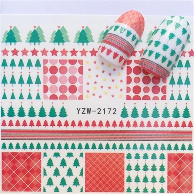New Christmas Water Decal Nail Art Nail sticker New Year Slider Tattoo Full Cover Santa Claus Snowman Designs Xmas Decals 3D Wave Design Decoration for Women Girls Tape Nail Art Stickers Decal Decoration Nail Art Accessories Decoration Decal