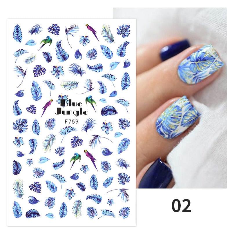 Flowers Leaves Line 3D Nail Stickers Autumn Winter Fall Leaf Design Transfer Sliders Abstract Waves Nail Art Decals Manicures Decal Self-Adhesive 3D Wave Design Decoration for Women Girls Tape Nail Art Stickers Decal Decoration