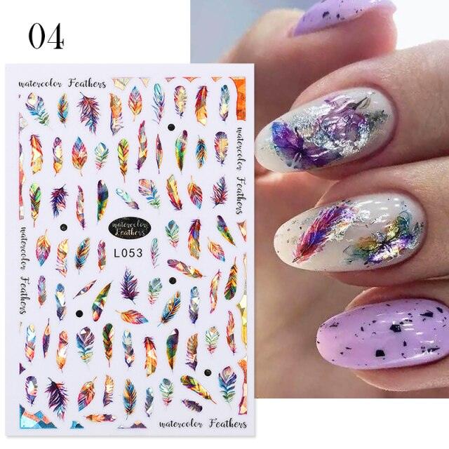 Flowers Leaves Line 3D Nail Stickers Autumn Winter Fall Leaf Design Transfer Sliders Abstract Waves Nail Art Decals Manicures Decal Self-Adhesive 3D Wave Design Decoration for Women Girls Tape Nail Art Stickers Decal Decoration