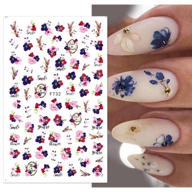 Flowers Leaves Line 3D Nail Stickers Autumn Winter Fall Leaf Design Transfer Sliders Abstract Waves Nail Art Decals Manicures Decal Self-Adhesive 3D Wave Design Decoration for Women Girls Tape Nail Art Stickers Decal Decoration