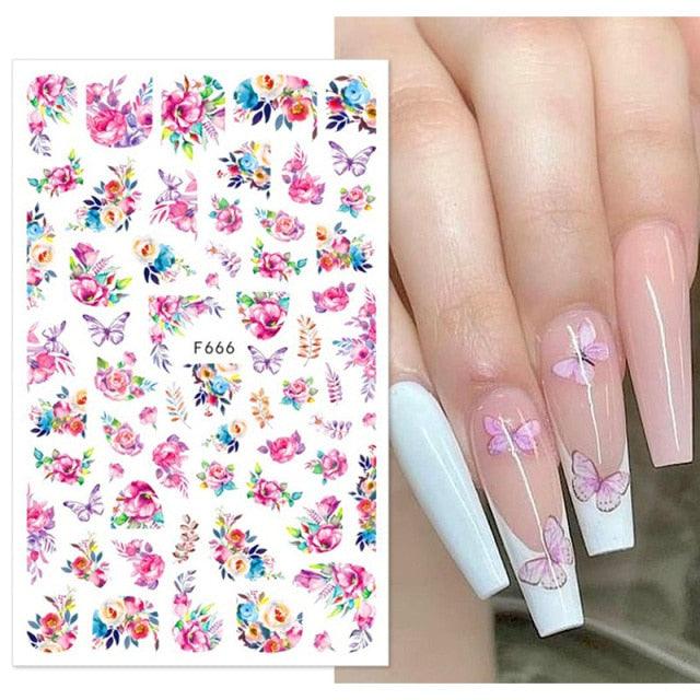 Flowers Leaves Line 3D Nail Stickers Autumn Winter Fall Leaf Design Transfer Sliders Abstract Waves Nail Art Decals Manicures Decal Self-Adhesive 3D Wave Design Decoration for Women Girls Tape Nail Art Stickers Decal Decoration