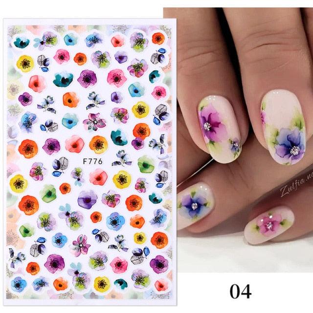 Flowers Leaves Line 3D Nail Stickers Autumn Winter Fall Leaf Design Transfer Sliders Abstract Waves Nail Art Decals Manicures Decal Self-Adhesive 3D Wave Design Decoration for Women Girls Tape Nail Art Stickers Decal Decoration