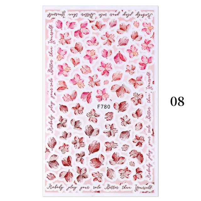Flowers Leaves Line 3D Nail Stickers Autumn Winter Fall Leaf Design Transfer Sliders Abstract Waves Nail Art Decals Manicures Decal Self-Adhesive 3D Wave Design Decoration for Women Girls Tape Nail Art Stickers Decal Decoration