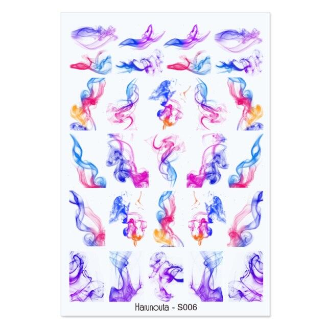 Flowers Leaves Line 3D Nail Stickers Autumn Winter Fall Leaf Design Transfer Sliders Abstract Waves Nail Art Decals Manicures Decal Self-Adhesive 3D Wave Design Decoration for Women Girls Tape Nail Art Stickers Decal Decoration