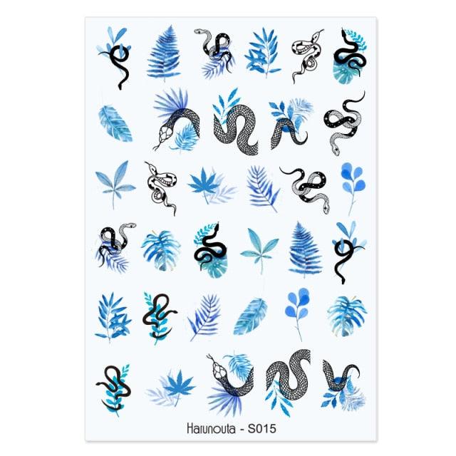 Flowers Leaves Line 3D Nail Stickers Autumn Winter Fall Leaf Design Transfer Sliders Abstract Waves Nail Art Decals Manicures Decal Self-Adhesive 3D Wave Design Decoration for Women Girls Tape Nail Art Stickers Decal Decoration